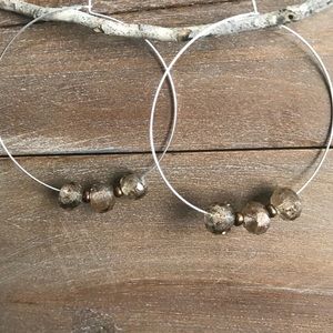 Designer copper flecked glitter glass hoops